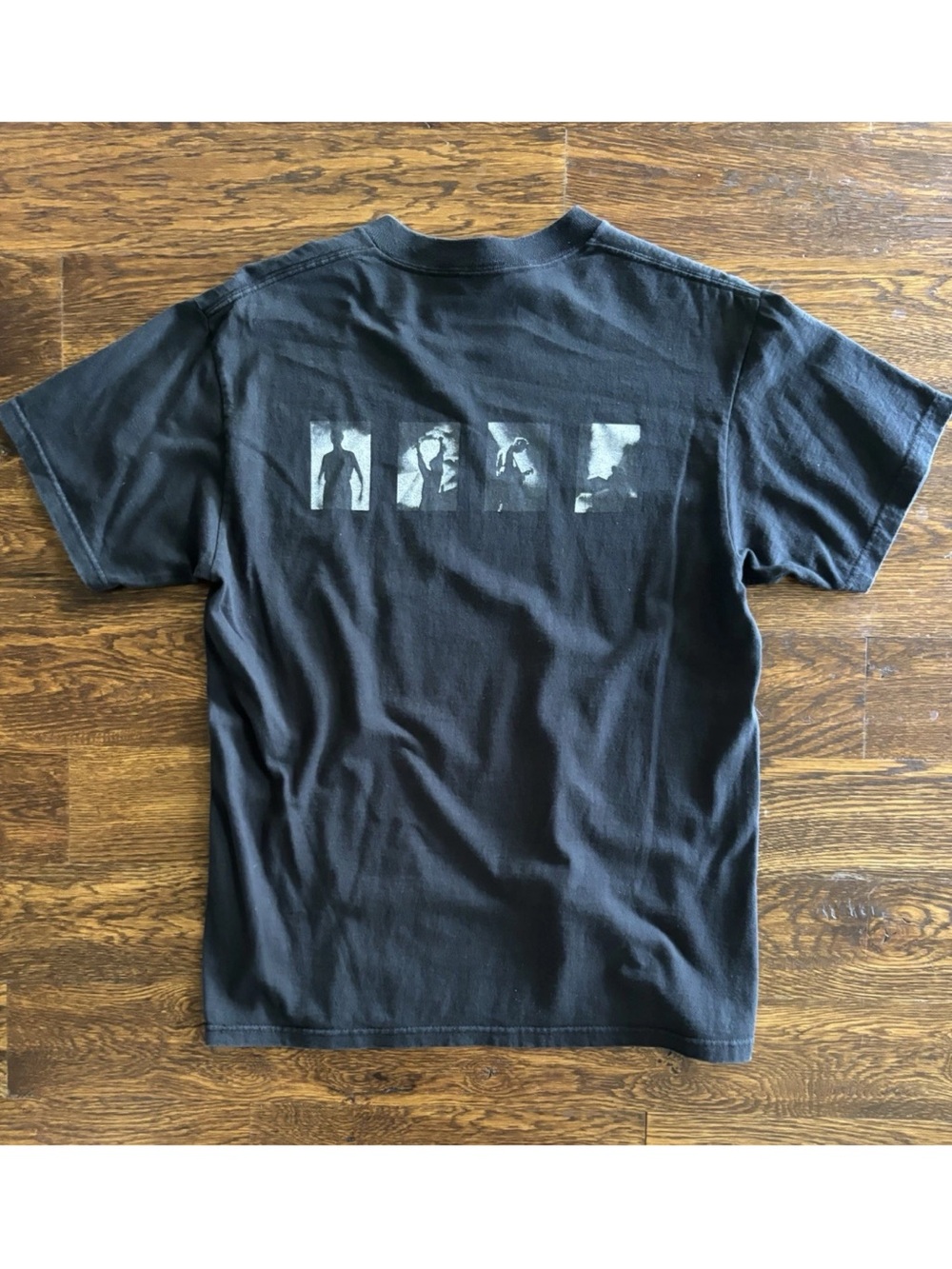 Men's Black Graphic Short-Sleeve Tee with Back Photo Panels